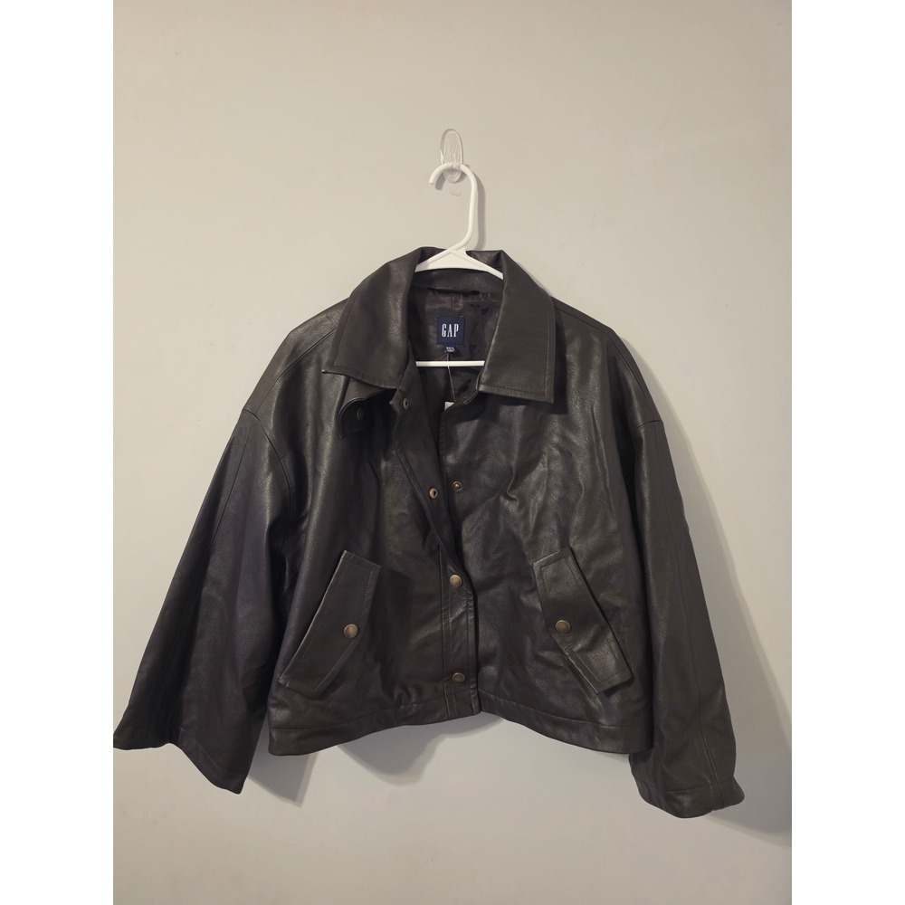 GAP Leather Swing Jacket Women XS/S Brown Oversized Vegan Leather 834124-00-1